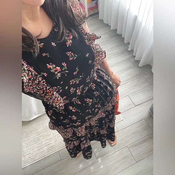 J.Crew Floral Black and Pink Maxi Dress - Picture 3 of 6